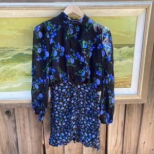 NWT Shoshanna Black & Blue Kianna Dress